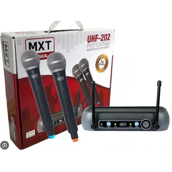 MICROFONE UHF SEM FIO DUPLO UHF-202 MXT
