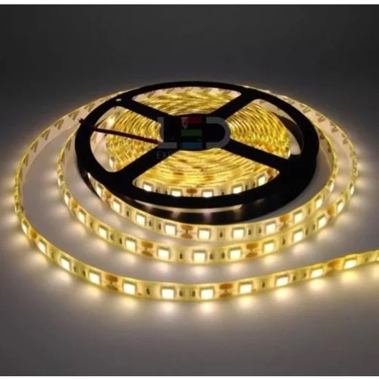FITA LED 5050 5 METROS IP65 12V 60 LED POR METRO BRANCO QUENTE FITA SILICONADA ADESIVA 3M