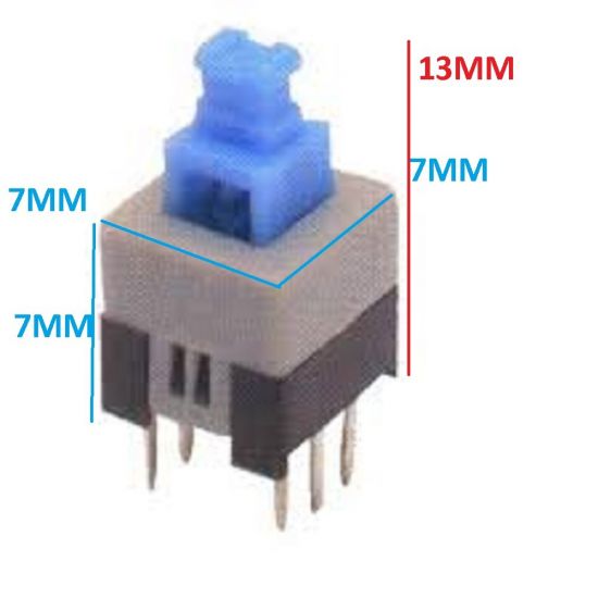 CHAVE PUSH BUTTON 7X7  C/TRAVA 2P/6T USO TELEFONE/ OUTROS M