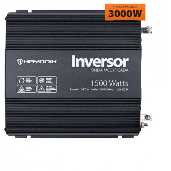 INVERSOR TENSAO 12V 110V 1500W USB 5V HAYONIK
