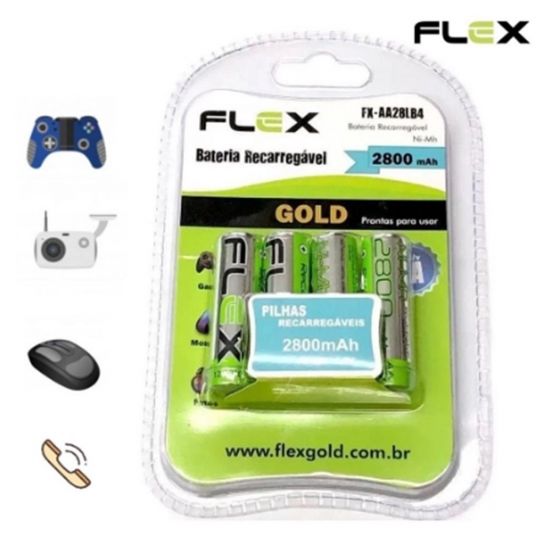 PILHA RECARREGAVEL AA 2800MA FLEX CART C/4