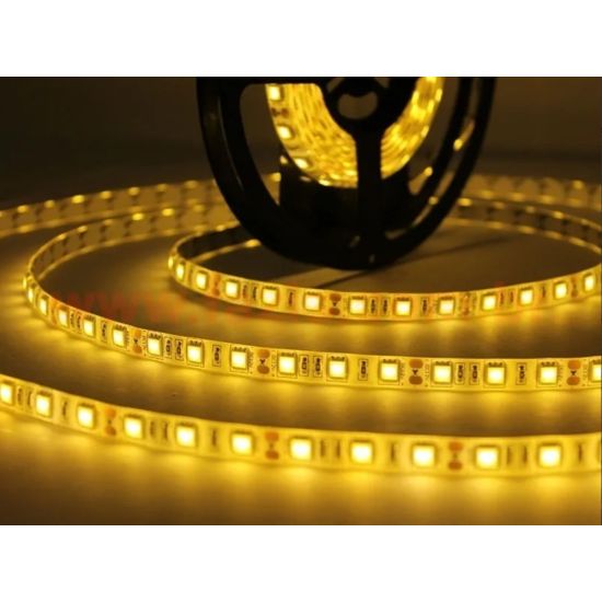 FITA LED 5050 5 METROS IP65 60 LED POR METRO AMARELO FITA SILICONADA ADESIVA 3M