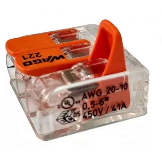 CONECTOR WAGO 221-613 EMENDA FIOS ELETRICOS 3 POLOS  0,5 - 6,0 MM  AWG 20-10