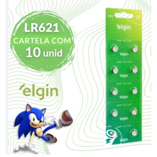 BATERIA BOTAO RELOGIO LR621 AG1 1,5V ELGIN CARTELA COM 10