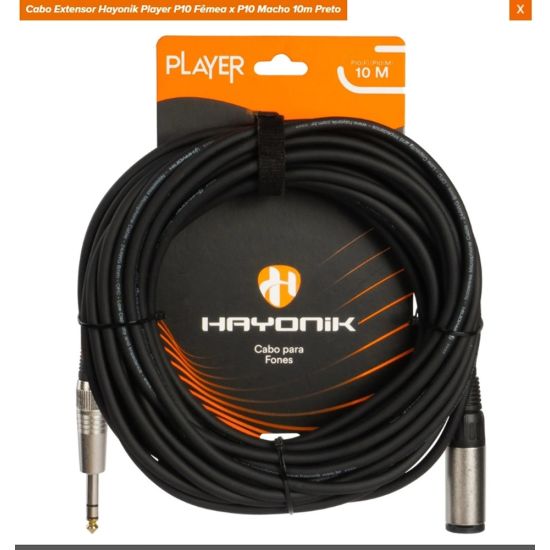 CABO MICROFONE EXTENSOR 10 METROS HAYONIK P10 FEMEA X P10 MACHO EXTENSAO PARA CABO MICROFONE
