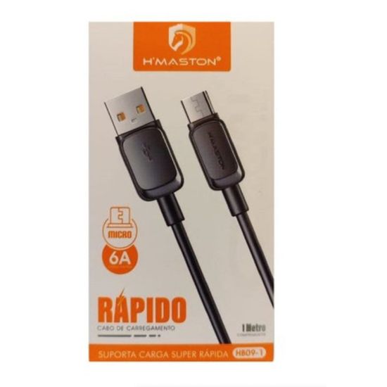 CABO CARREGADOR CELULAR  RAPIDO V8 SJX15-1 BRANCO/PRETO HB09-1
