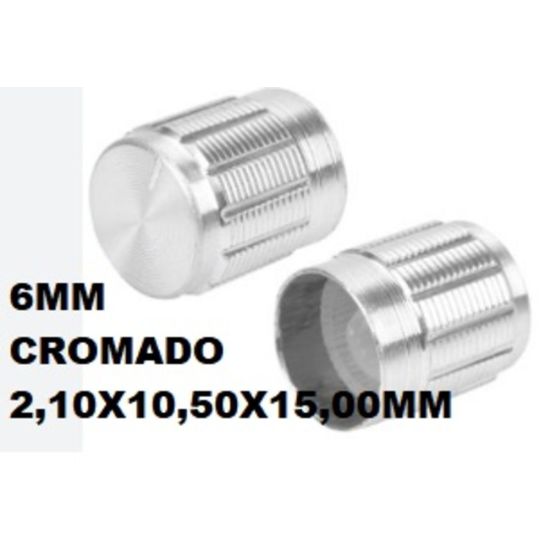 KNOB ROTATIVO ESTRIADO 6MM CROMADO 2,10X10,50X15MM
