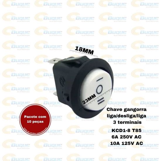 CHAVE GANGORRA L/D/L REDONDA 3 POSICOES PRETA/BR KCD1-106A-1030