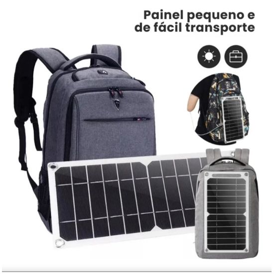 POWER BANK CARREGADOR PORTATIL SOLAR ENTRADA USB5V POTENCIA PAINEL 20W