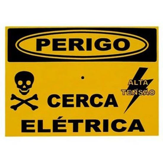 PLACA SINALIZACAO CERCA ELETRICA 10X15 ALUMINIO