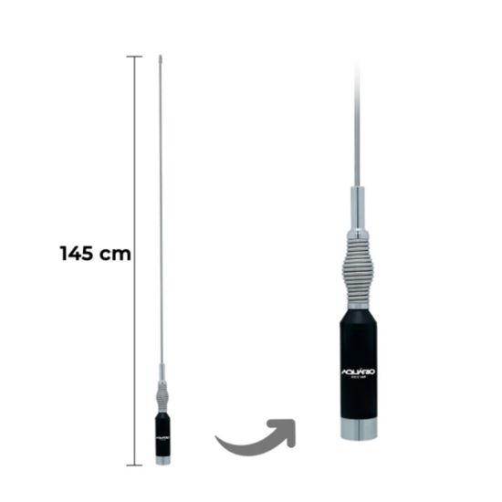 ANTENA VHF 5/8 ONDA 2MT M-410C AQUARIO Antena Móvel Carro 5/8 VHF Faixa 2 metros Base Mola