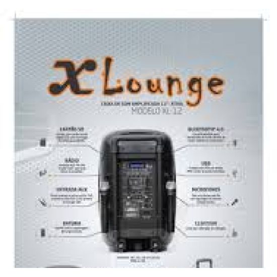 CAIXA DE SOM AMPLIFICADA ATIVA XLOUNGE XL-12 COM BATERIA 2 MICROFONES SEM FIO
