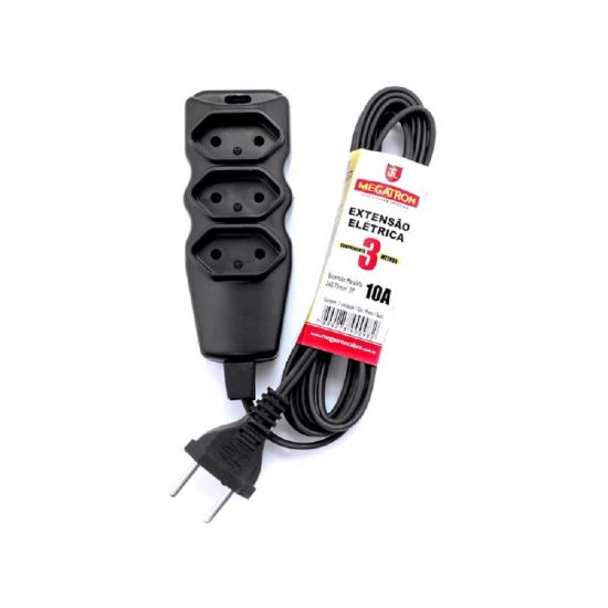 EXTENSAO 5 MTS 3 TOMADAS 2X0,75MM MEGATRON
