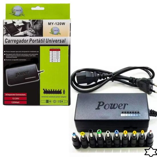 FONTE NOTEBOOK UNIVERSAL 110/220/12V 120W  8 PLUGS FONTE CARREGADOR UNIVERSAL  12 VOLTS A 24 VOLTS ($$$005)