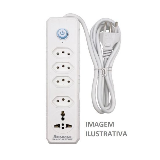 EXTENSAO ELETRICA 2M COM 3 TOMADAS E 1 TOMADA PADRAO EUROPEU