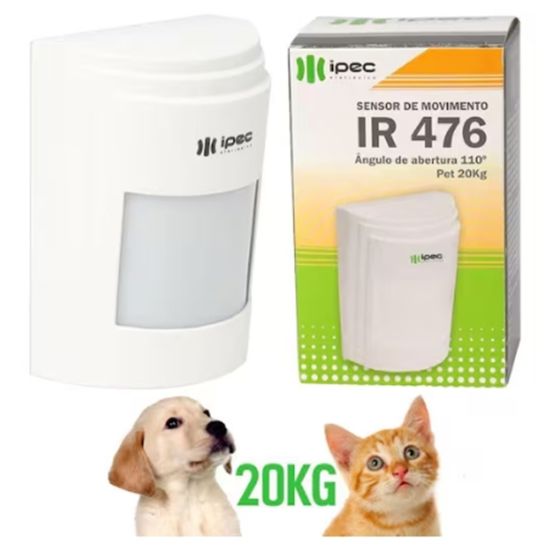 SENSOR DE ALARME MOVIMENTO INFRAVERMELHO COM FIO IR476  PET 20 KG IPEC