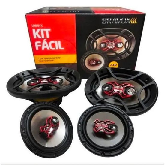 ALTO FALANTE KIT FACIL 6X9" E 6" QUADRIAXIAL BRAVOX  04 AUTO FALANTES