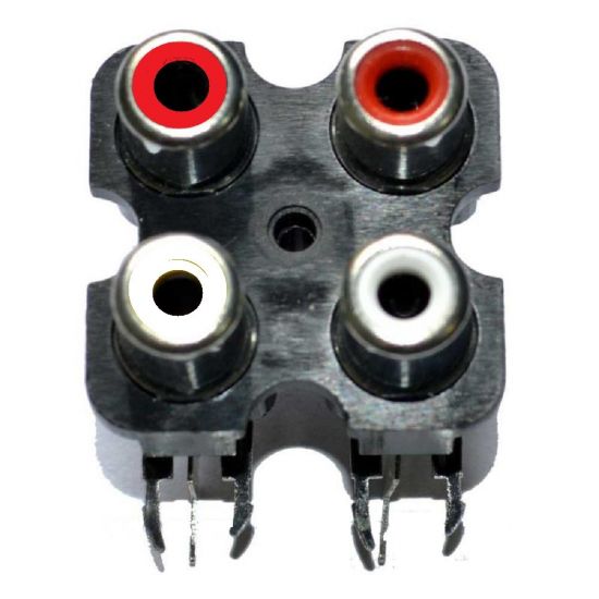 BORNE PARA CAIXA RCA JACK RCA P/ PLACA C/4 VM/BR