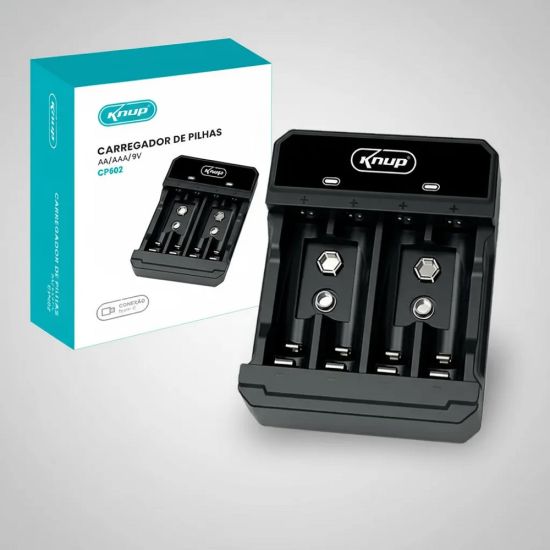 CARREGADOR BATERIA AA/ AAA/ 9V P/4 PILHAS ON-CP602