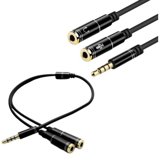 CABO P3 STEREO PARA 2XP2 FEME FONE E MICROFONE HEADSET CABO P2 4C X 2 J2 STEREO