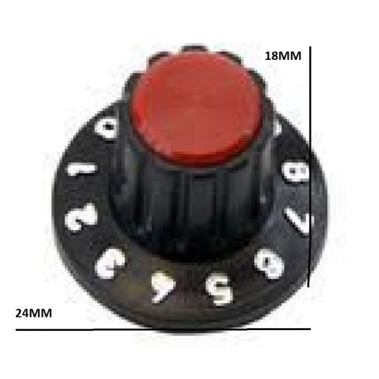 KNOB ESTRIADO S/PARAFUSO NUMERICO VERMELHO 1426 -