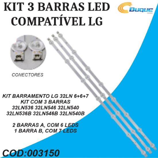 KIT 3 BARRAS LED LG 32LN536 32LN540 32LN536B  32LN546 32LN546B  32LN549C 32LN545B 32LN549E 32LA 6+6+7