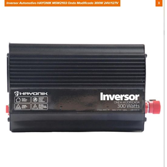 INVERSOR TENSAO 24V 110V 300W USB 5V HAYONIK