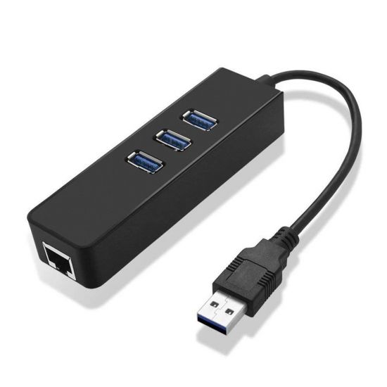 ADAPTADOR ETHERNET RJ45 GIGABIT LAN 1000 + HUB USB 3 PORTAS 3.0 1000 mbps + HUB USB 3.0