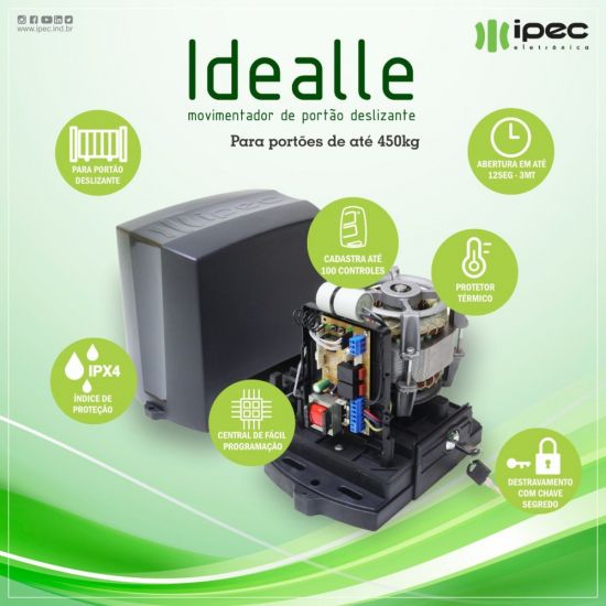 KIT MOTOR PORTAO DZ IDEALLE 450KG 127V IPEC