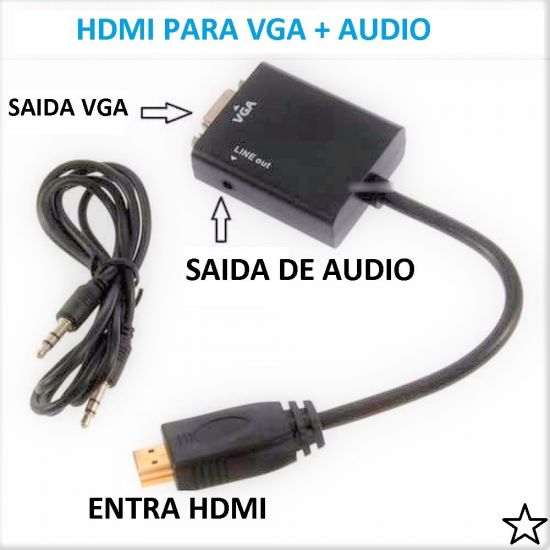CONVERSOR HDMI X VGA COM AUDIO ($$$005)