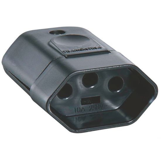 JUNCAO 3 PINOS  2P+T 10A 250V PRETO TRAMONTINA - UNITARIO ( ver site e preço )