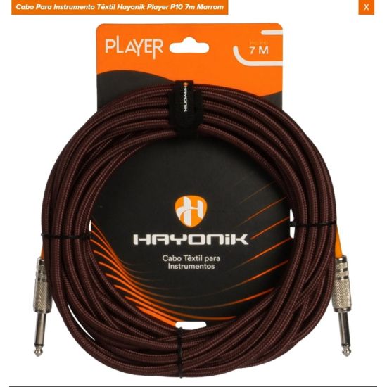 CABO GUITARRA P10 X P10 TEXTIL 7 METROS MARRON HAYONIK CABO PARA INSTRUMENTOS MUSICAIS VIOLAO GUITARRA ETC