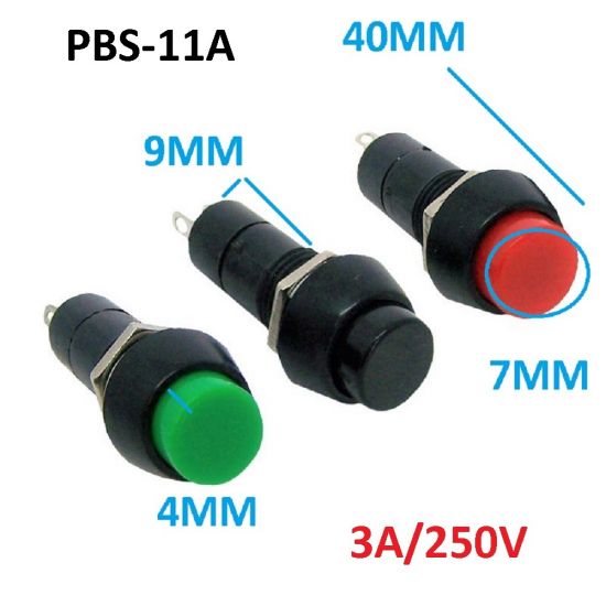 CHAVE PUSH BUTTON PBS-11A C/TRAVA VERDE