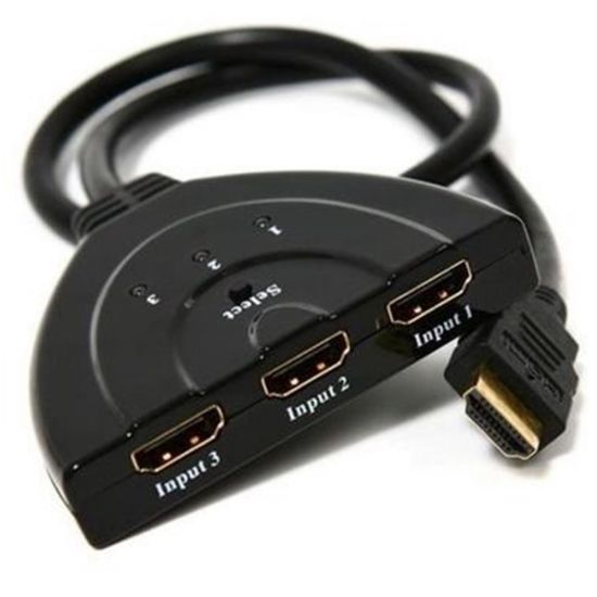 CABO SWITCH DUPLICADOR HDMI 3 ENTRADAS 1 SAIDA SPLITTER DIVISOR HDMI SELETORA HDMI