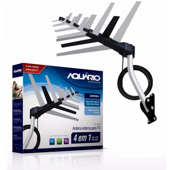 ANTENA EXTERNA 4 EM 1 COMPLETA DTV2000 AQUARIO