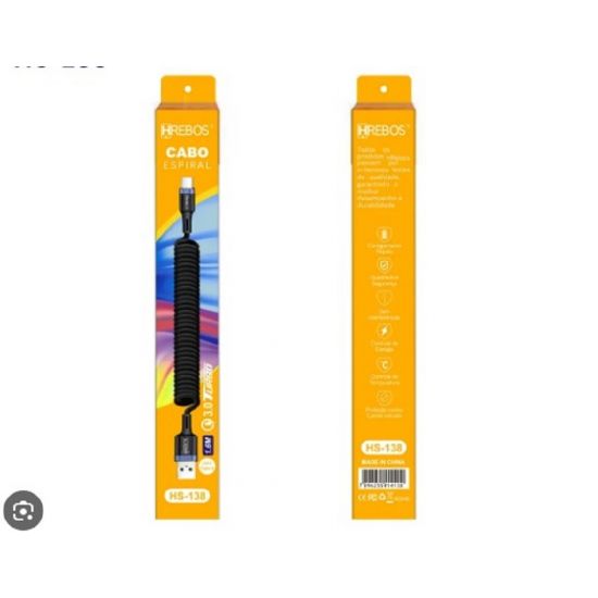 CABO ESPIRAL USB TIPO C HS-138 1,6M HREBOS