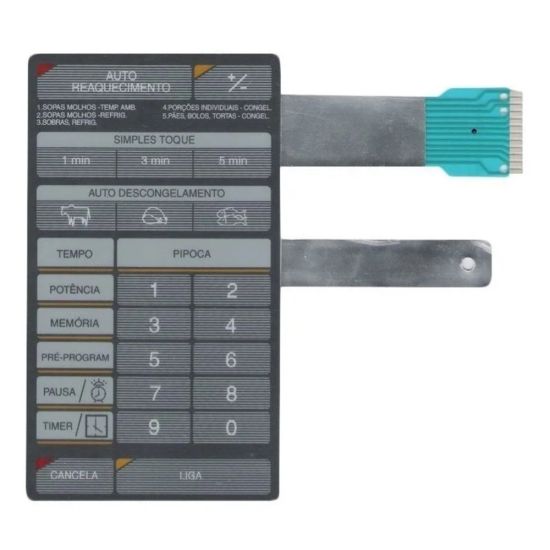 Membrana Teclado Micro-ondas Compatível com Brastemp Bmp28 Bmp28Ehbab Cinza