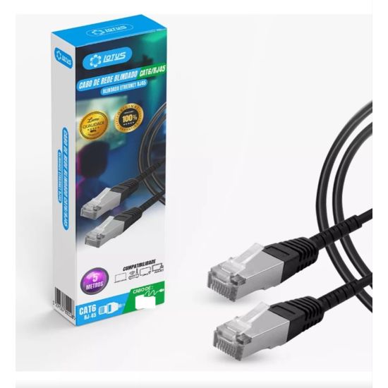 CABO DE REDE RJ45  3MTS CAT6 PLUG BLINDADO PATCH CORD ETHERNET