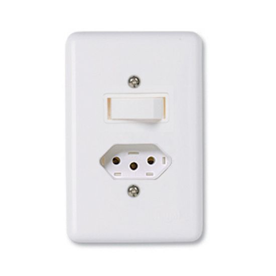 INTERRUPTOR 1 TECLA + 1 TOMADA 4X2 PLUZIE