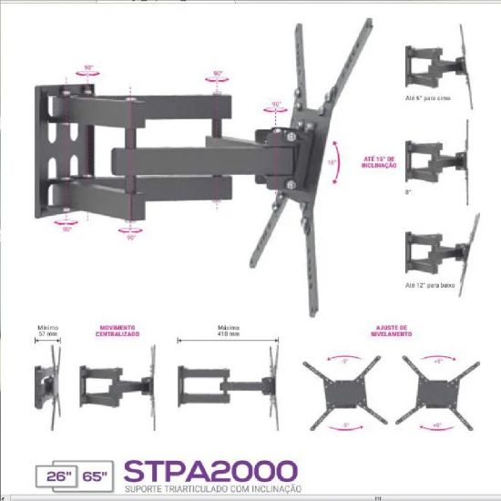 SUPORTE TV ARTICULADO 26-75" STPA2000 MULTIVISAO