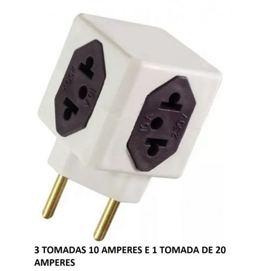 PINO T  QUADRADO 3 TOMADAS 10A + 1 TOMADA DE 20A ($$$05) DPT