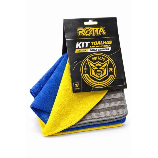 KIT TOALHAS DE MICROFIBRA 30X30CM 3 PEÇAS